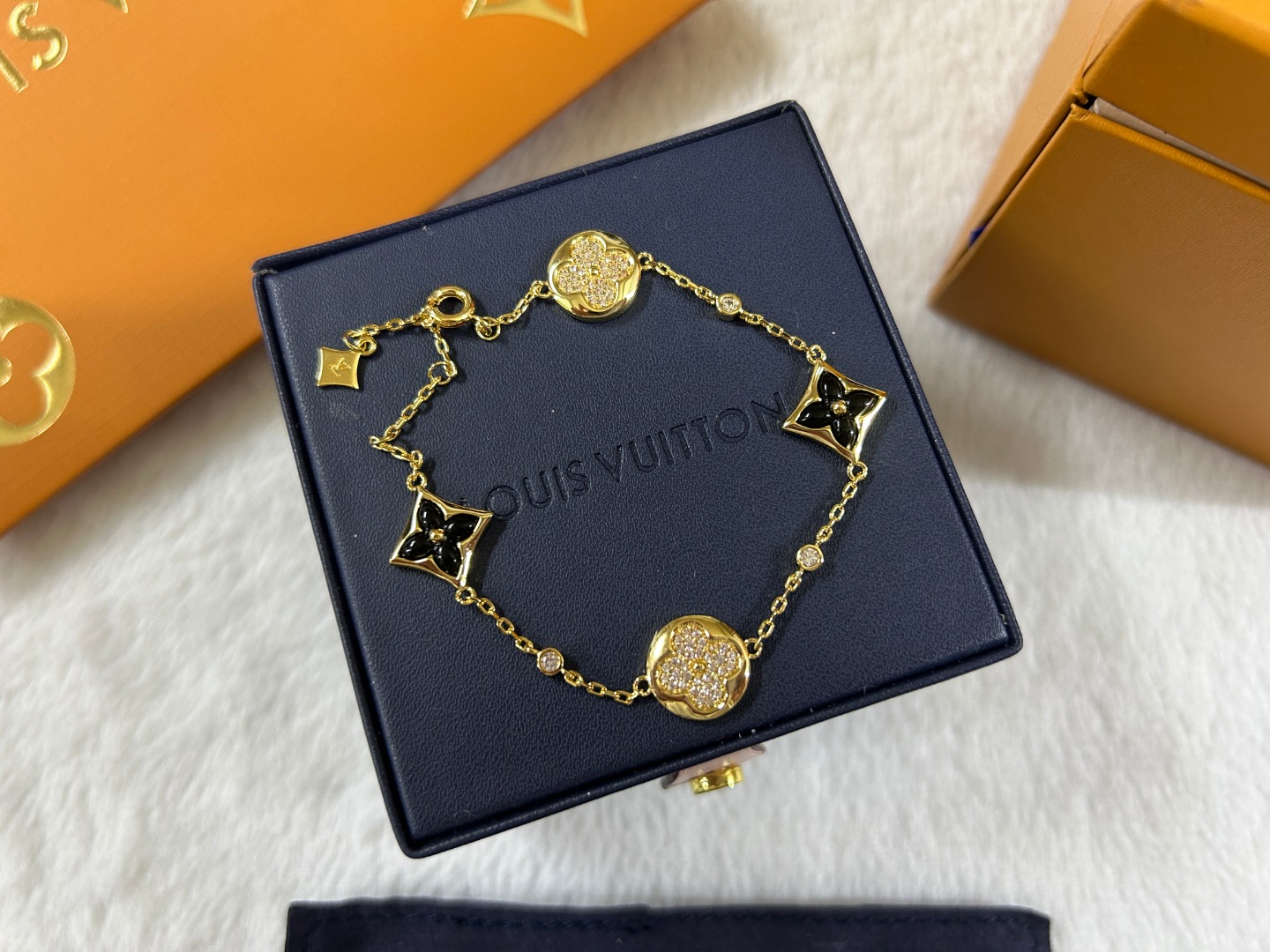 replica Louis Vuitton Black Carnelian Color Blossom BB Multi-Motifs Bracelet - H Lin Jewelry