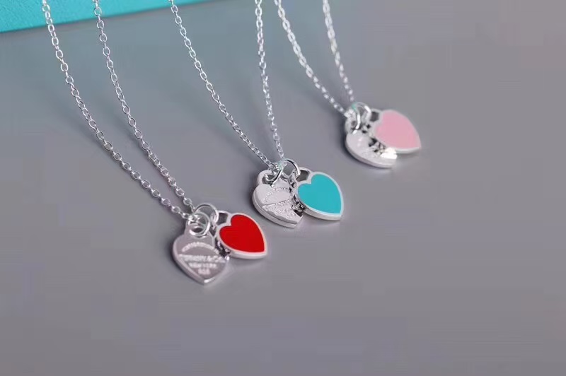 replica Tiffany Double Heart Tag Pendant Necklace - H Lin Jewelry