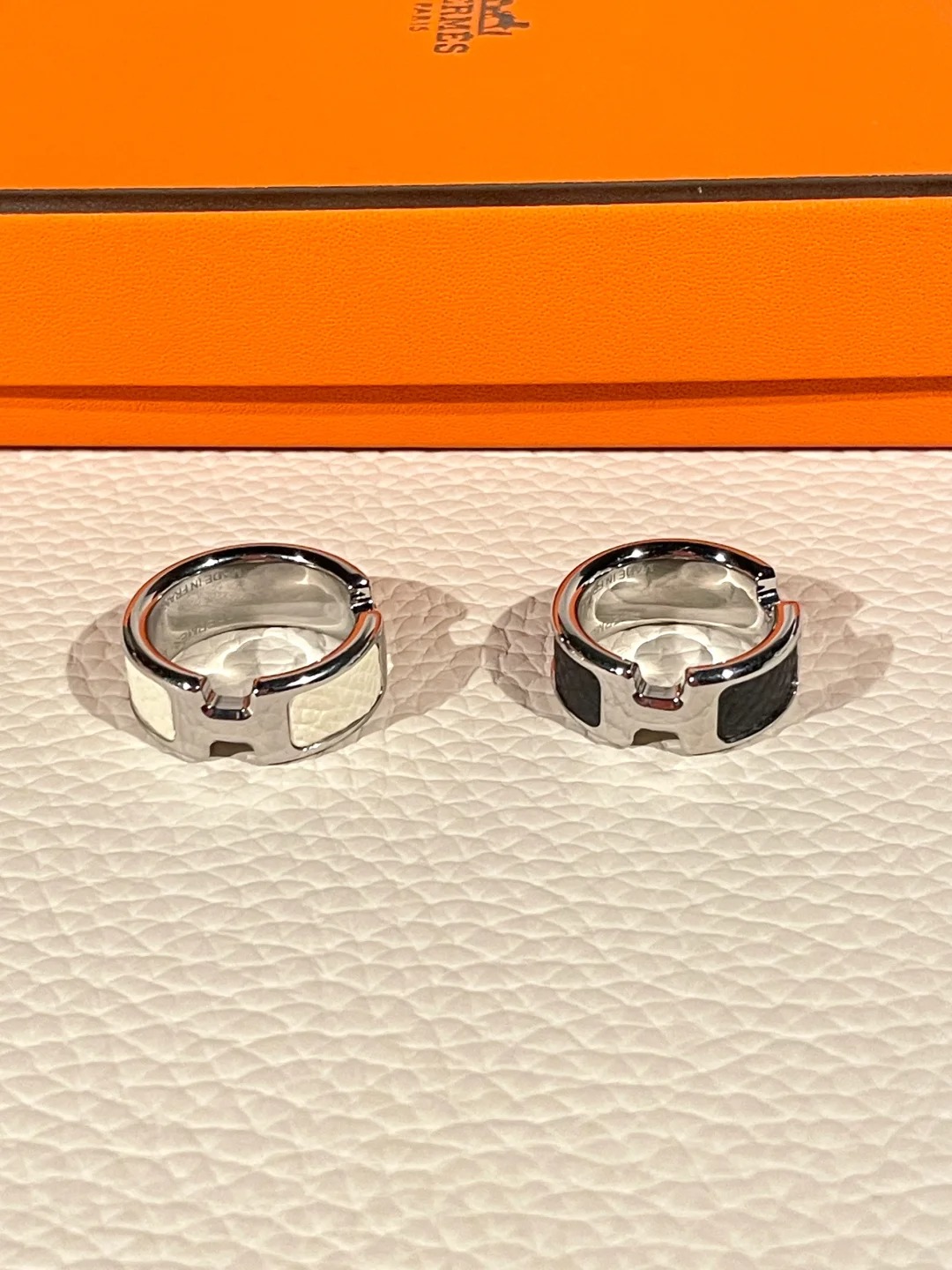 replica Hermes White Gold Black Pink White Olympe Ring - H Lin Jewelry