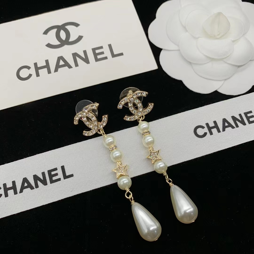 replica Chanel Teardrop Pearl Tassel Earrings - H Lin Jewelry