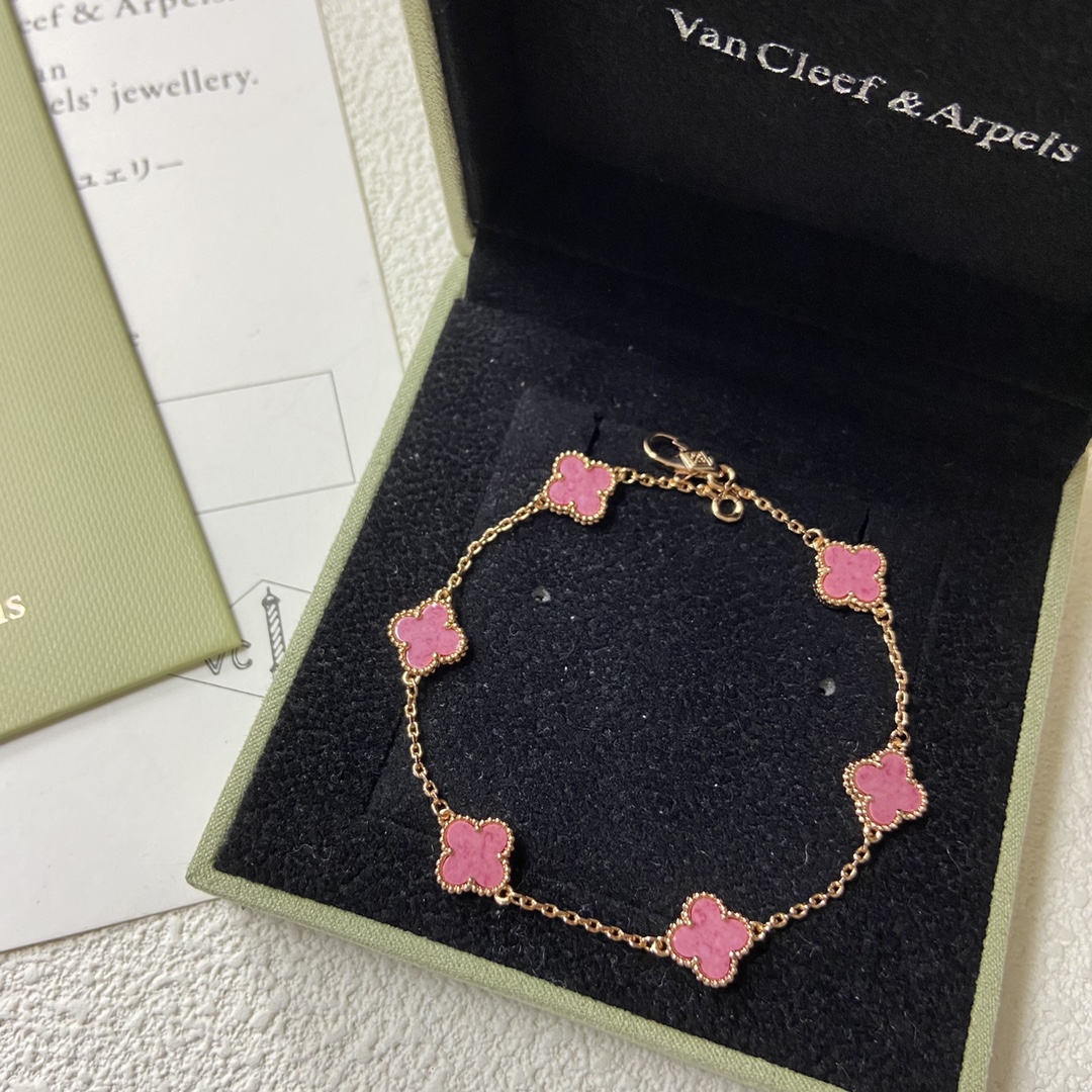 replica Van Cleef & Arpels Pink Mini 6 Motifs Sweet Alhambra Bracelet - H Lin Jewelry