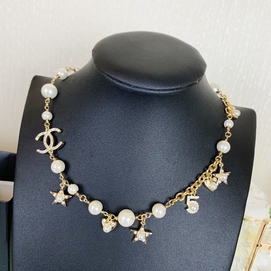 replica Chanel Princess Star Heart NO.5 Pearl Charms Necklace - H Lin Jewelry