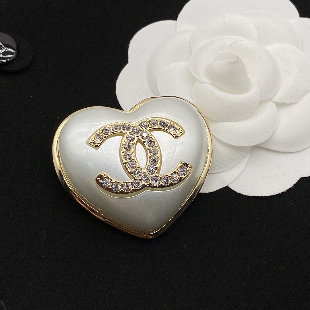 replica Chanel White Heart Brooch - H Lin Jewelry