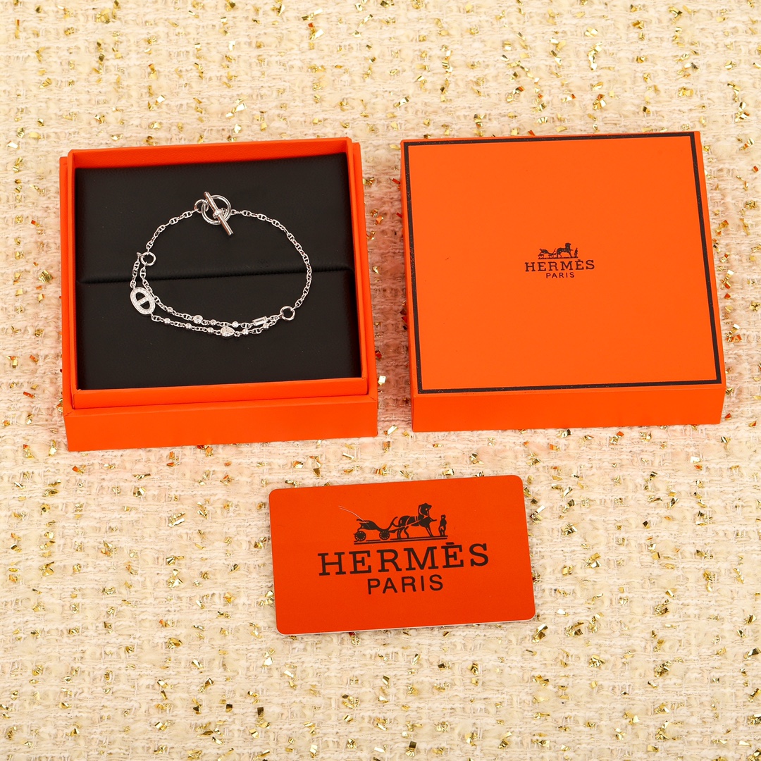 replica Hermes OT Clasp Two Layers Pig Nose Silver Bracelet - H Lin Jewelry