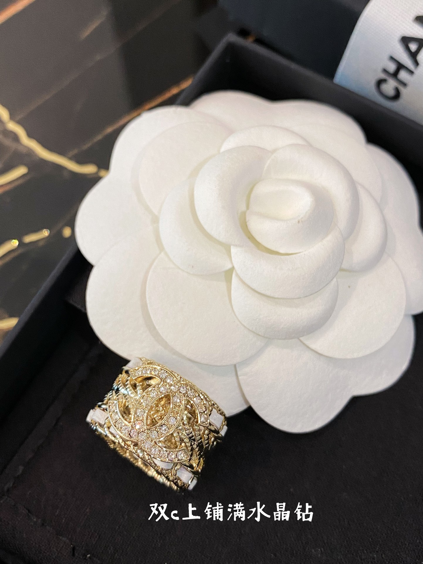 replica Chanel Wide Hollow Leather Wrap Vintage Ring - H Lin Jewelry