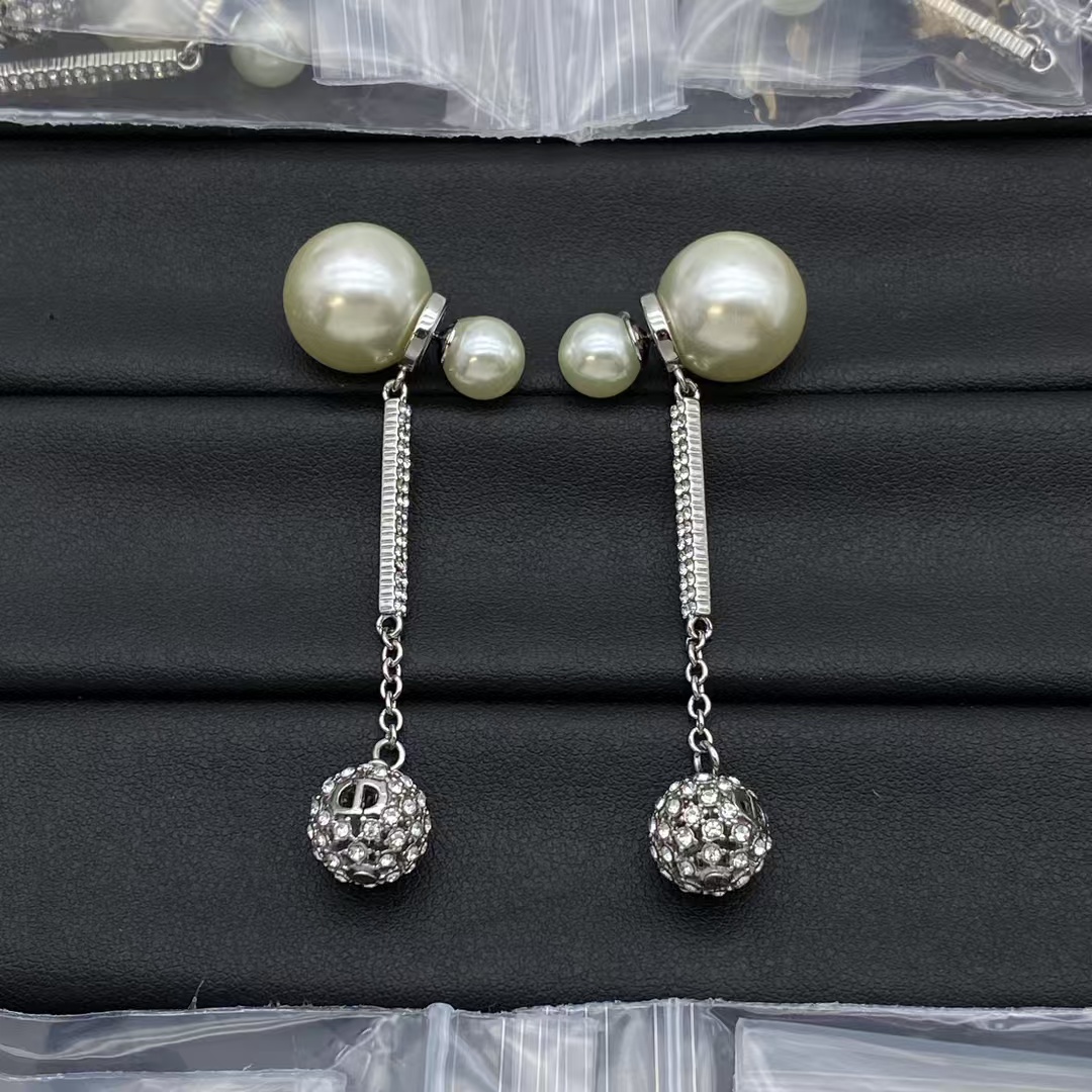 replica Dior Pearl Earrings Long Drop CD - H Lin Jewelry