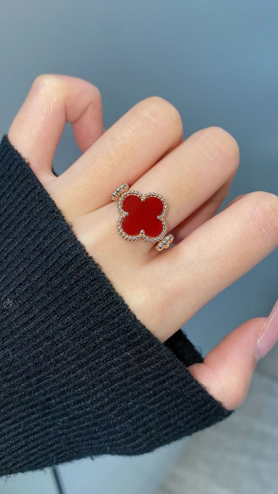 replica Van Cleef & Arpels Vintage Alhambra Reversible Ring - H Lin Jewelry