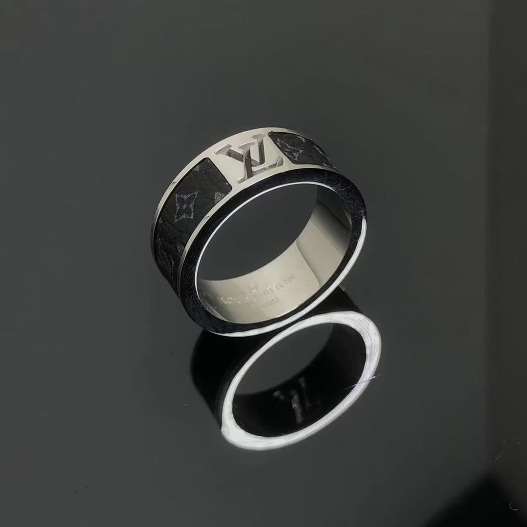 replica Louis Vuitton Black Leather Ring for Men - H Lin Jewelry