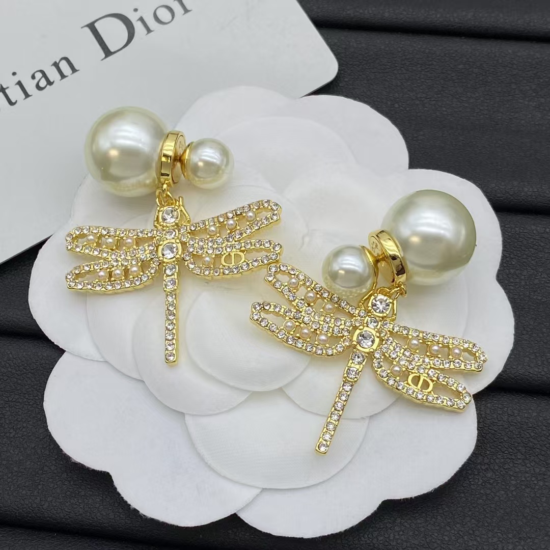 replica Dior Dragonfly Pearl Earrings - H Lin Jewelry