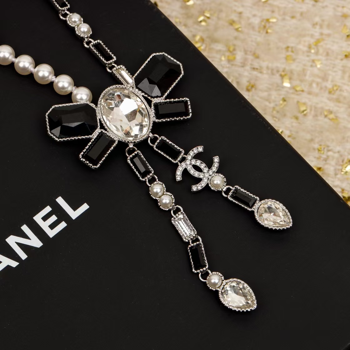 replica Chanel Black Bow Knot Pendant Necklace - H Lin Jewelry
