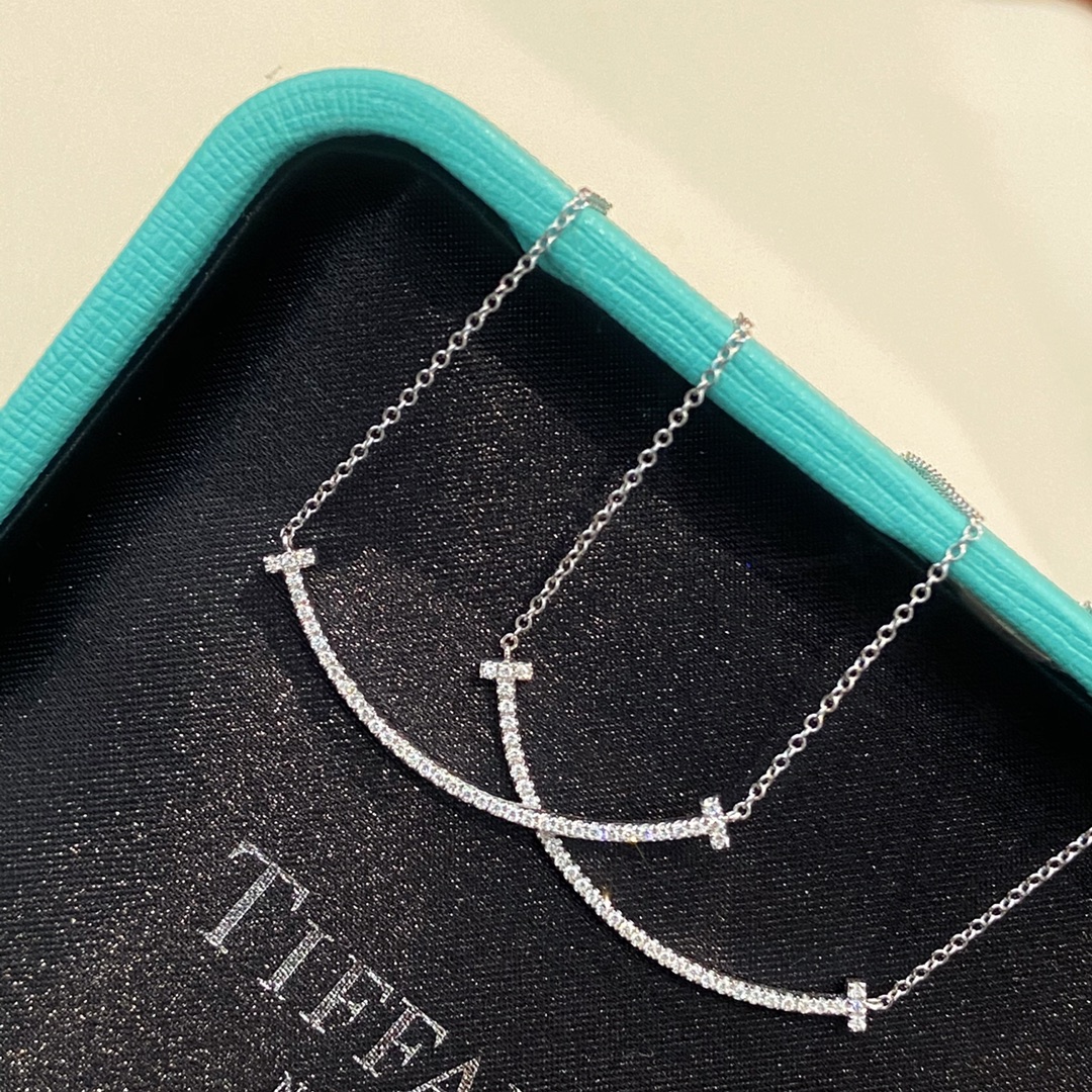 replica Tiffany T Smile Pendant Necklace in Silver Color - H Lin Jewelry