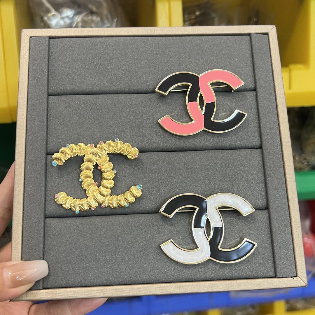 replica Chanel Enamel Mixed Color CC Brooch - H Lin Jewelry