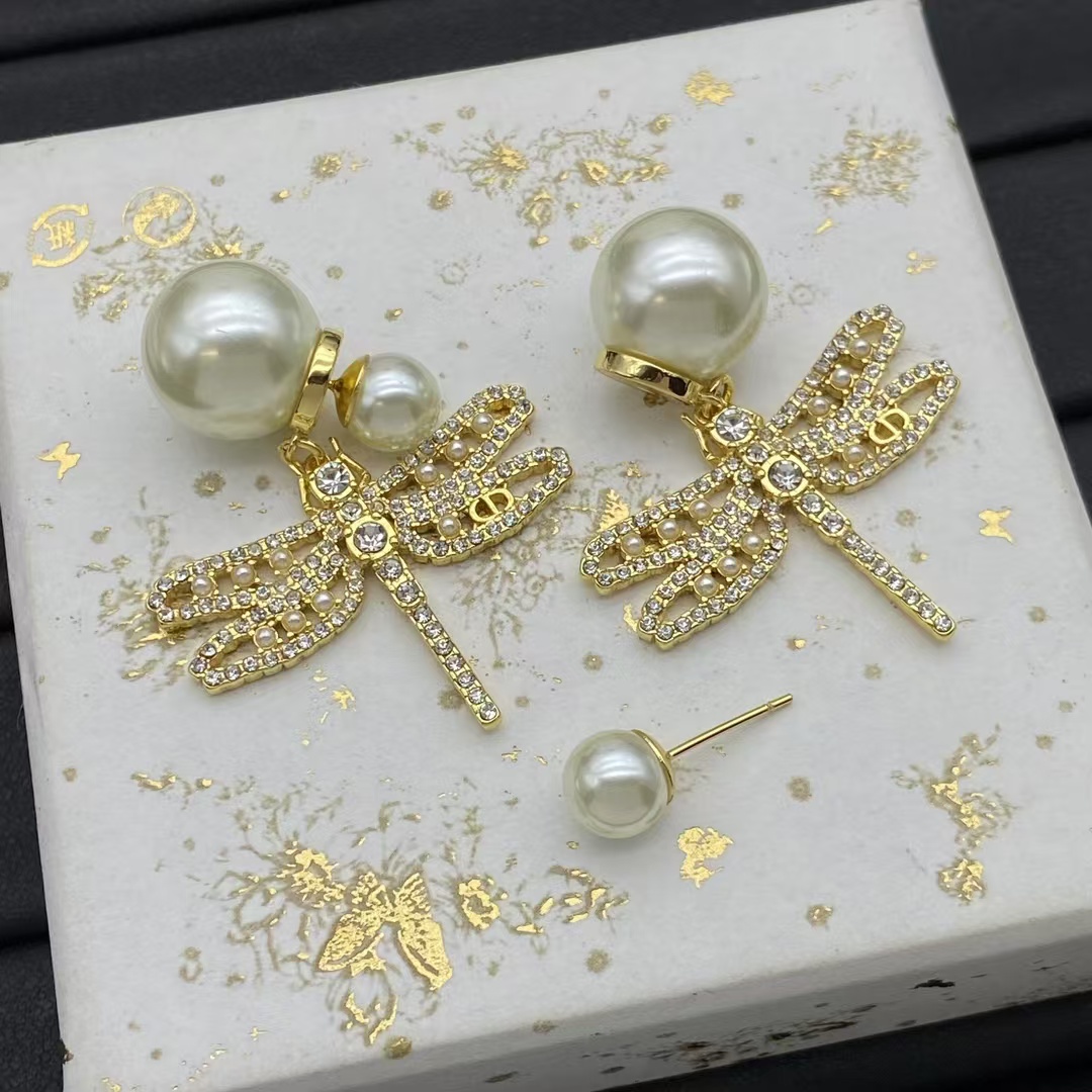 replica Dior Dragonfly Pearl Earrings - H Lin Jewelry