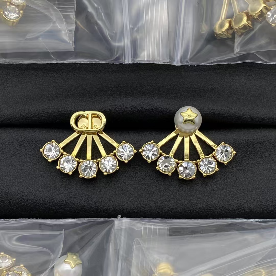 replica Dior Asymmetric Diamond Paved Stud Earrings - H Lin Jewelry