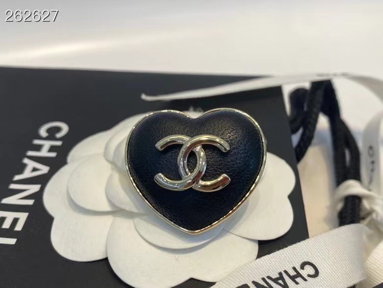 replica Chanel Black Leather Heart Brooch - H Lin Jewelry