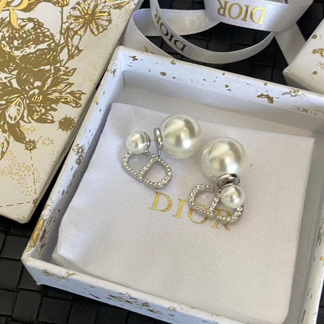replica Dior Silver CD Pearl Earrings - H Lin Jewelry