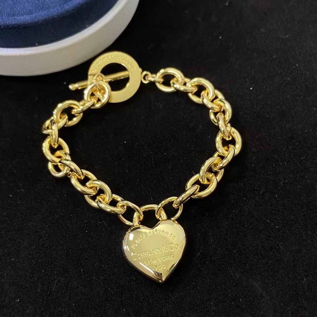 replica Tiffany Heart Charm OT Clasp Bracelet - H Lin Jewelry