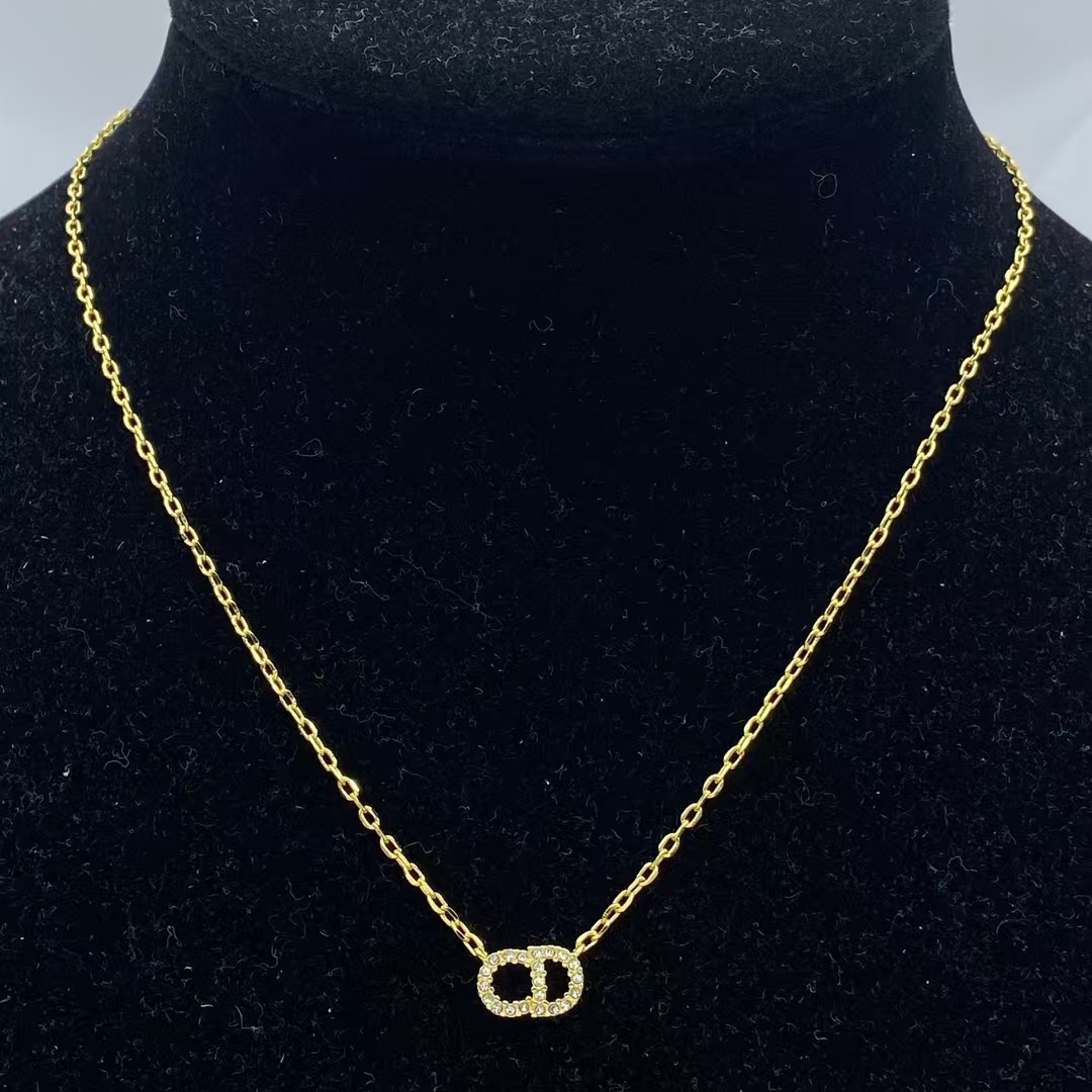 replica Dior Minimalistic CD Pendant Gold Chain Necklace - H Lin Jewelry