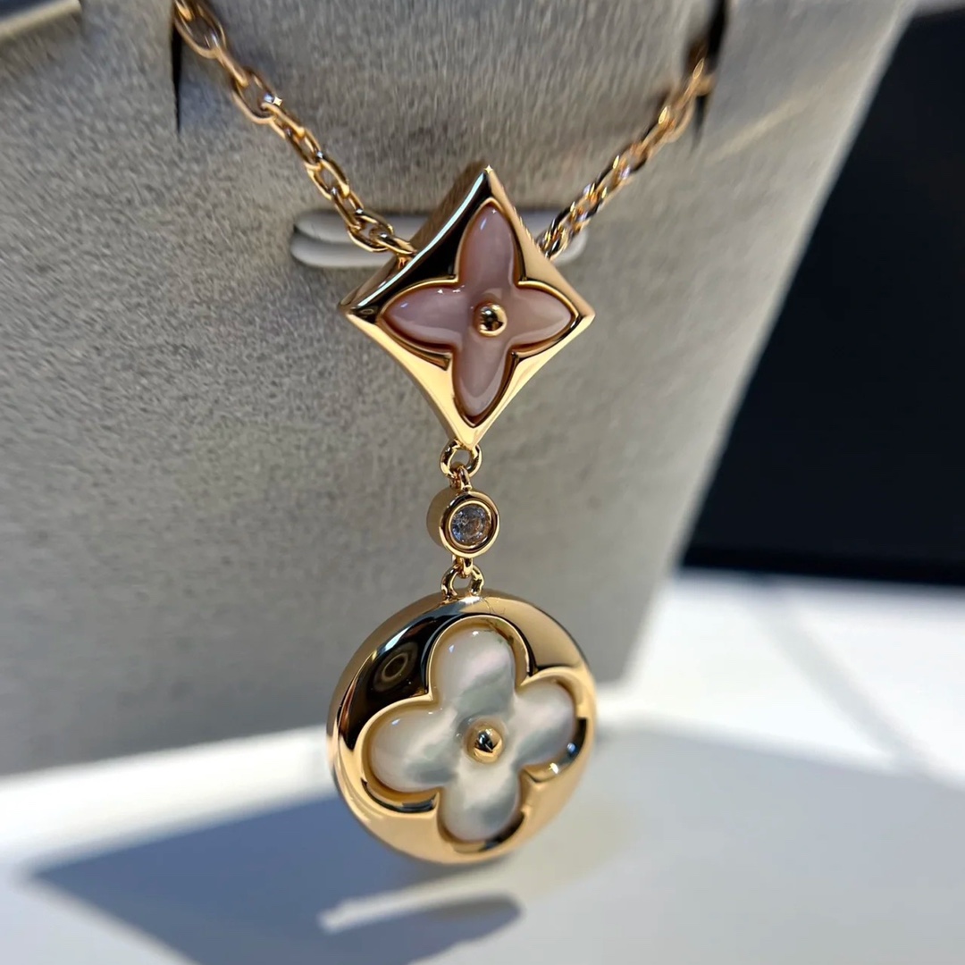 replica Louis Vuitton Pink Sun White Sun Pendant Necklace - H Lin Jewelry