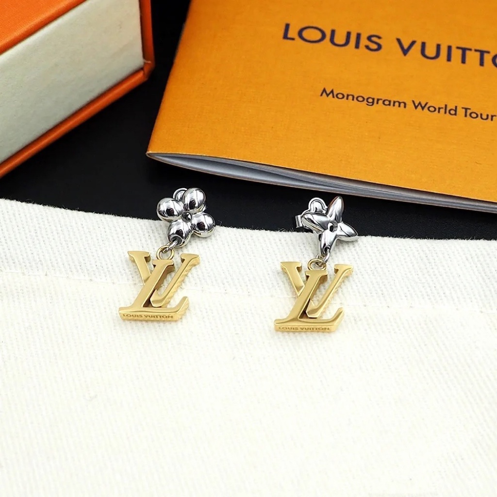 replica Louis Vuitton Mixed Metal Color Asymmetrical Dangle Earrings - H Lin Jewelry