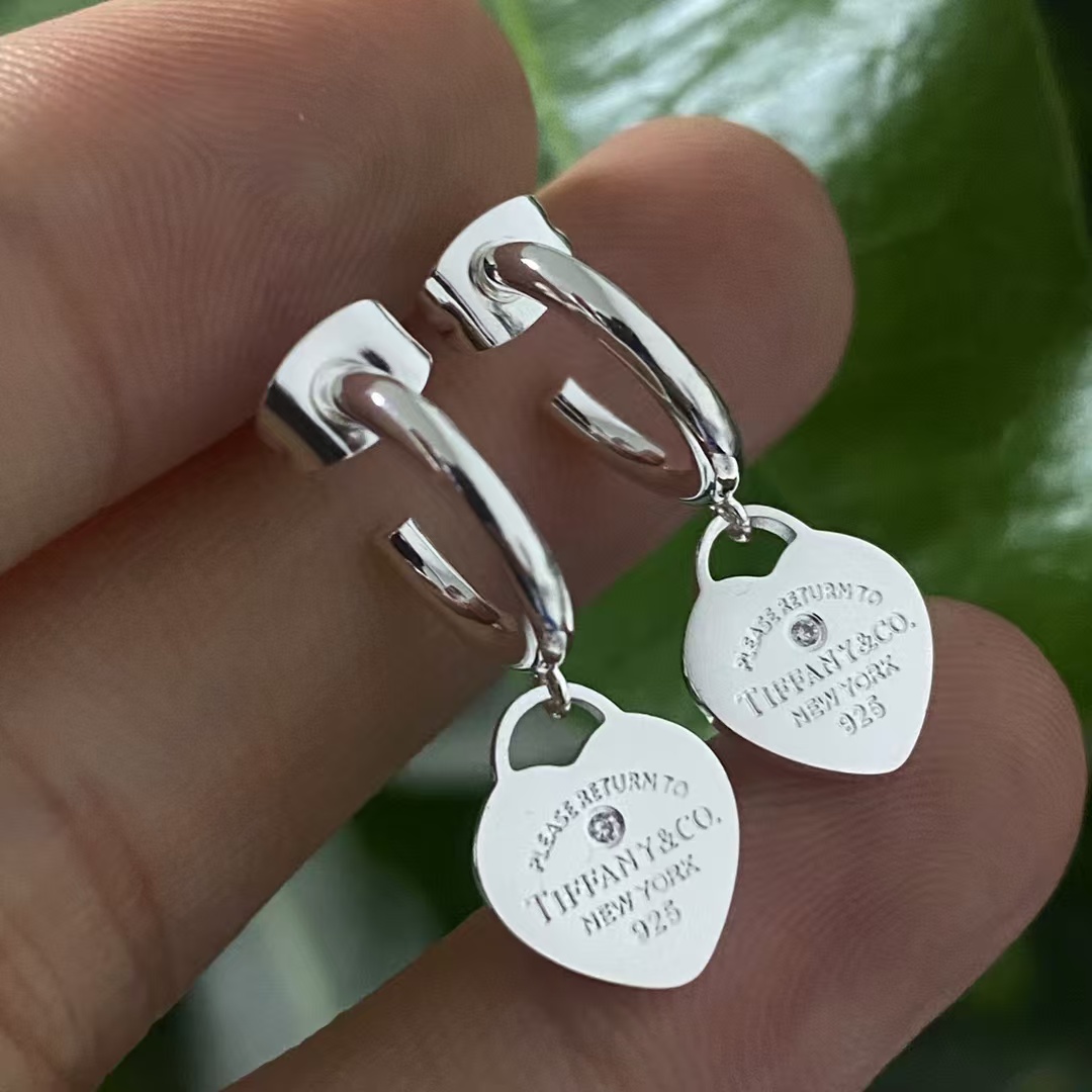replica Tiffany Heart Drop Hoop Earrings - H Lin Jewelry