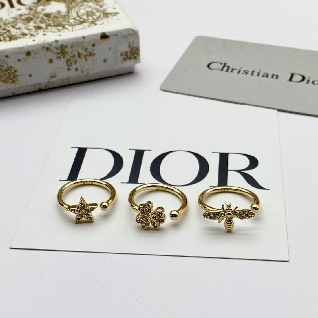 replica Dior Star Bee Clover Stacking Rings - 3 Pieces - H Lin Jewelry