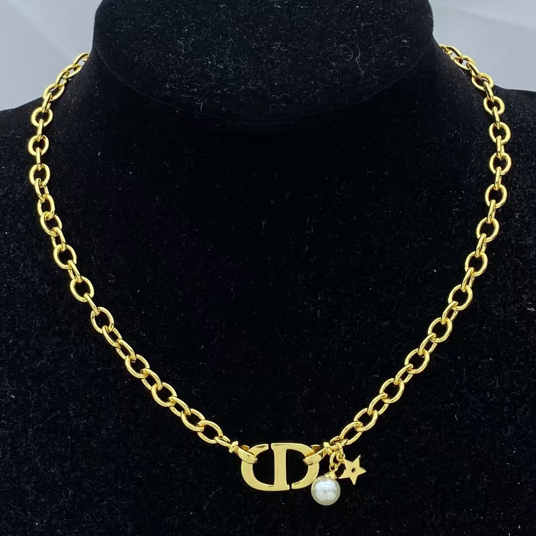 replica Dior CD Pendant with Star Pearl Charm Necklace - H Lin Jewelry
