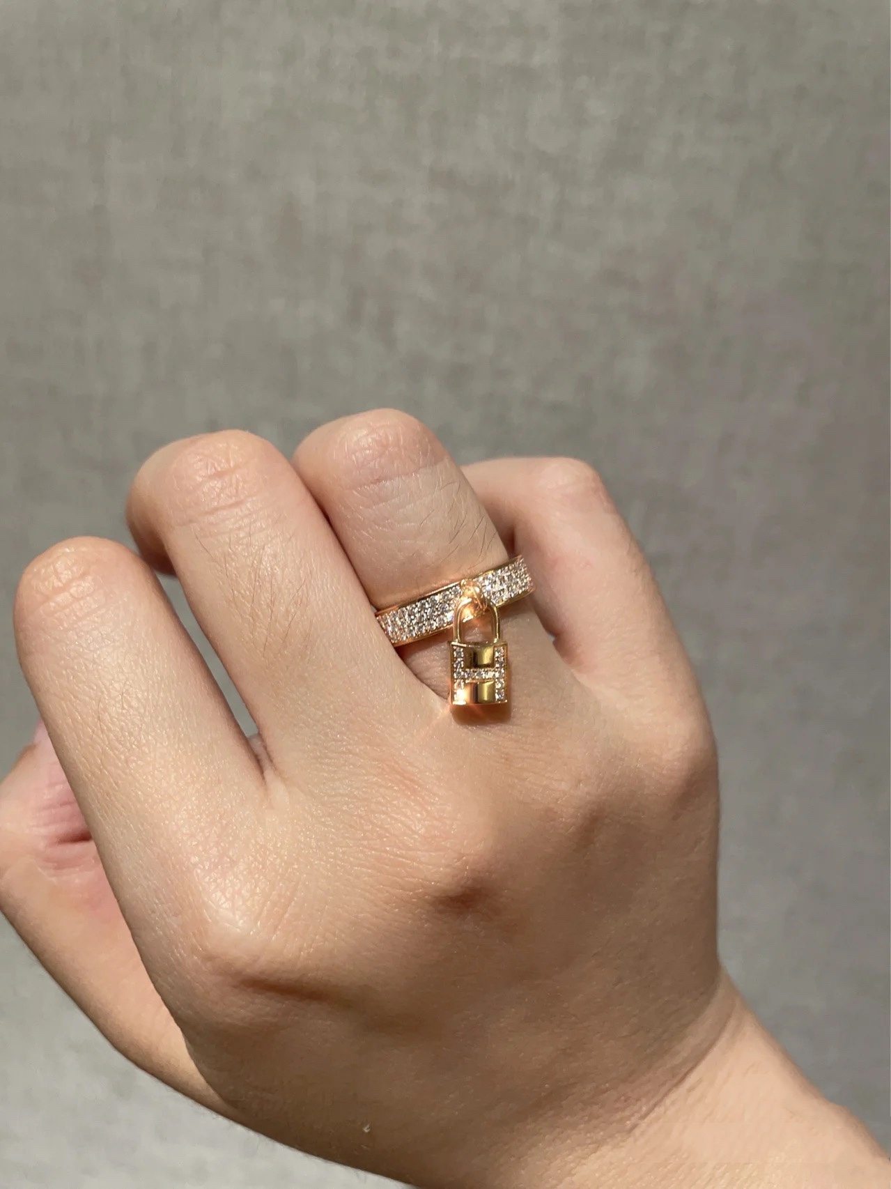 replica Hermes Diamond Paved Lock Ring - H Lin Jewelry