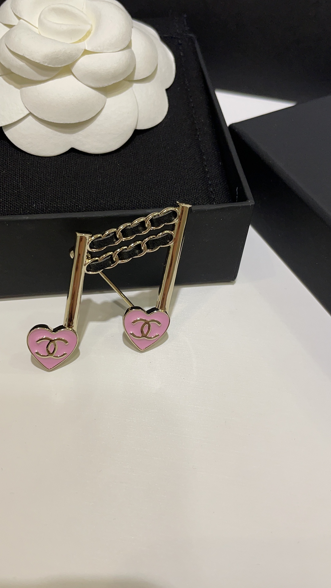 replica Chanel Pink Heart Note Brooch - H Lin Jewelry