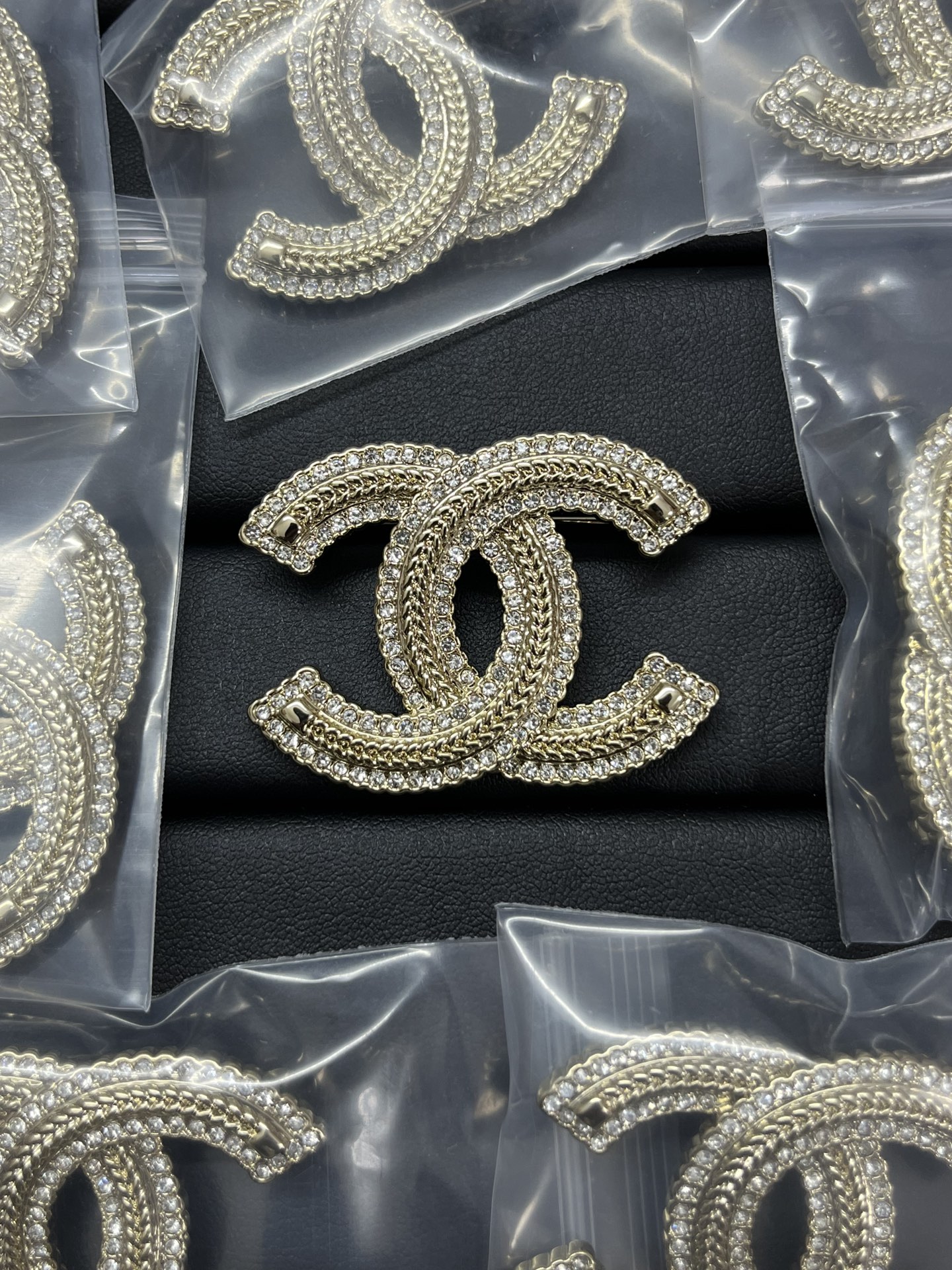 replica Chanel Hemp Lace Diamond CC Brooch - H Lin Jewelry