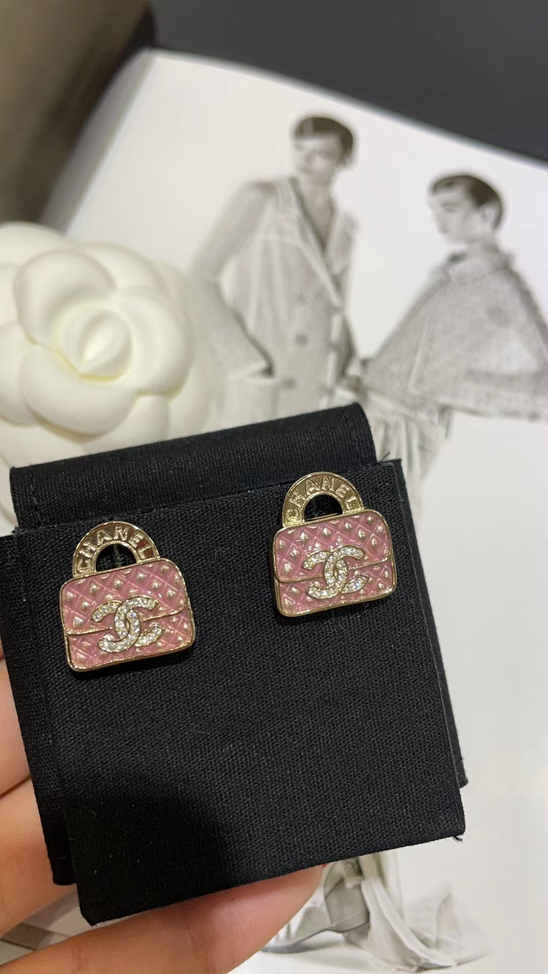replica Chanel Pink Bag Earrings - H Lin Jewelry