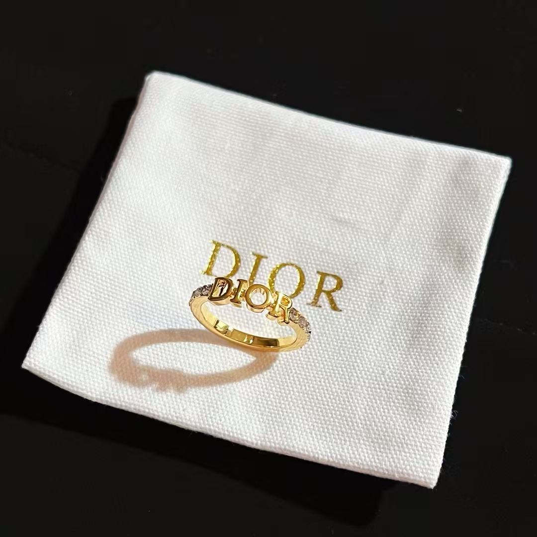 replica Dior Letters Diamond Paved Ring - H Lin Jewelry