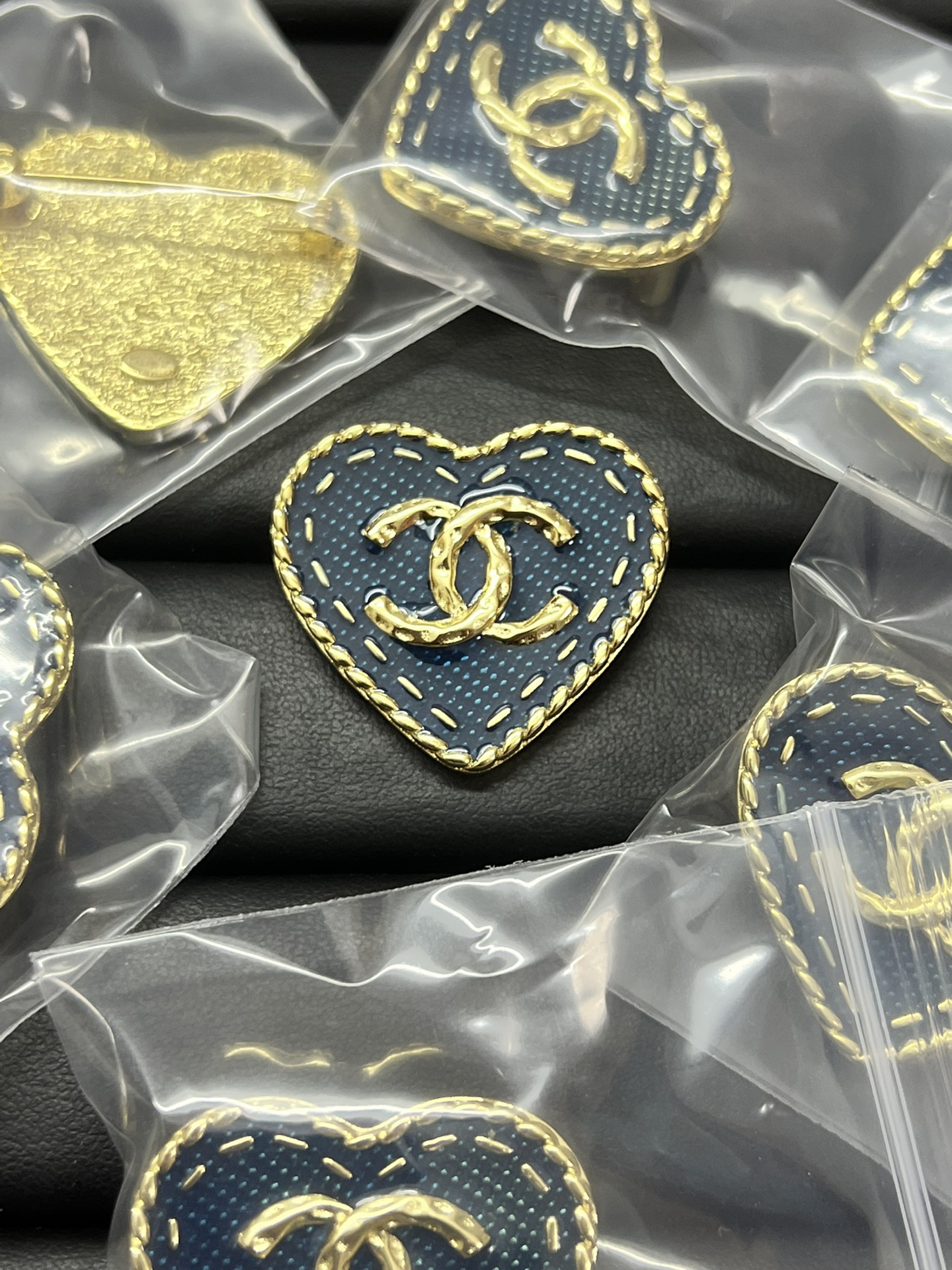 replica Chanel Denim Blue Heart Brooch - H Lin Jewelry