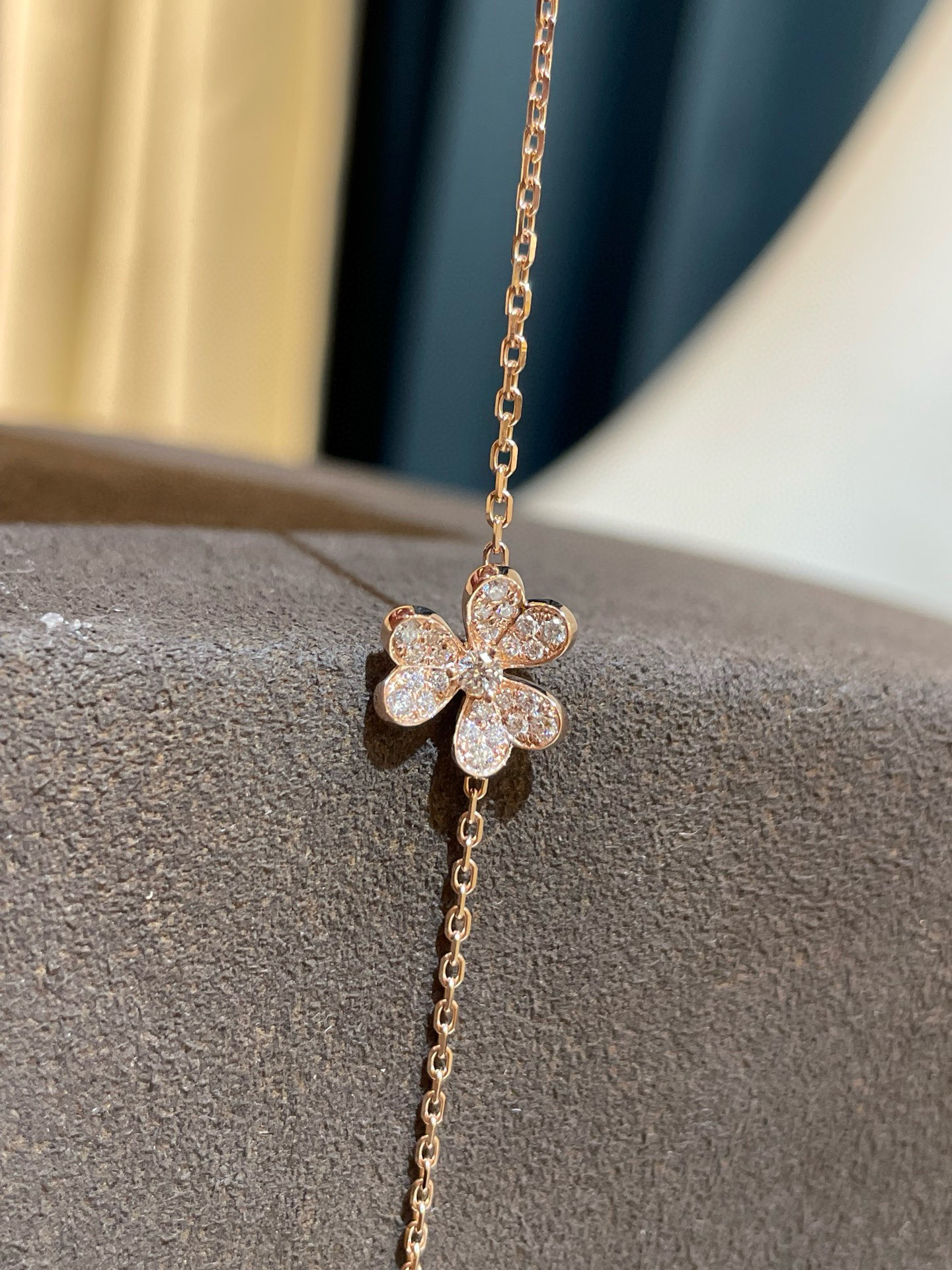 replica Van Cleef & Arpels Rose Gold Full Diamond Frivole Flora Bracelet - H Lin Jewelry