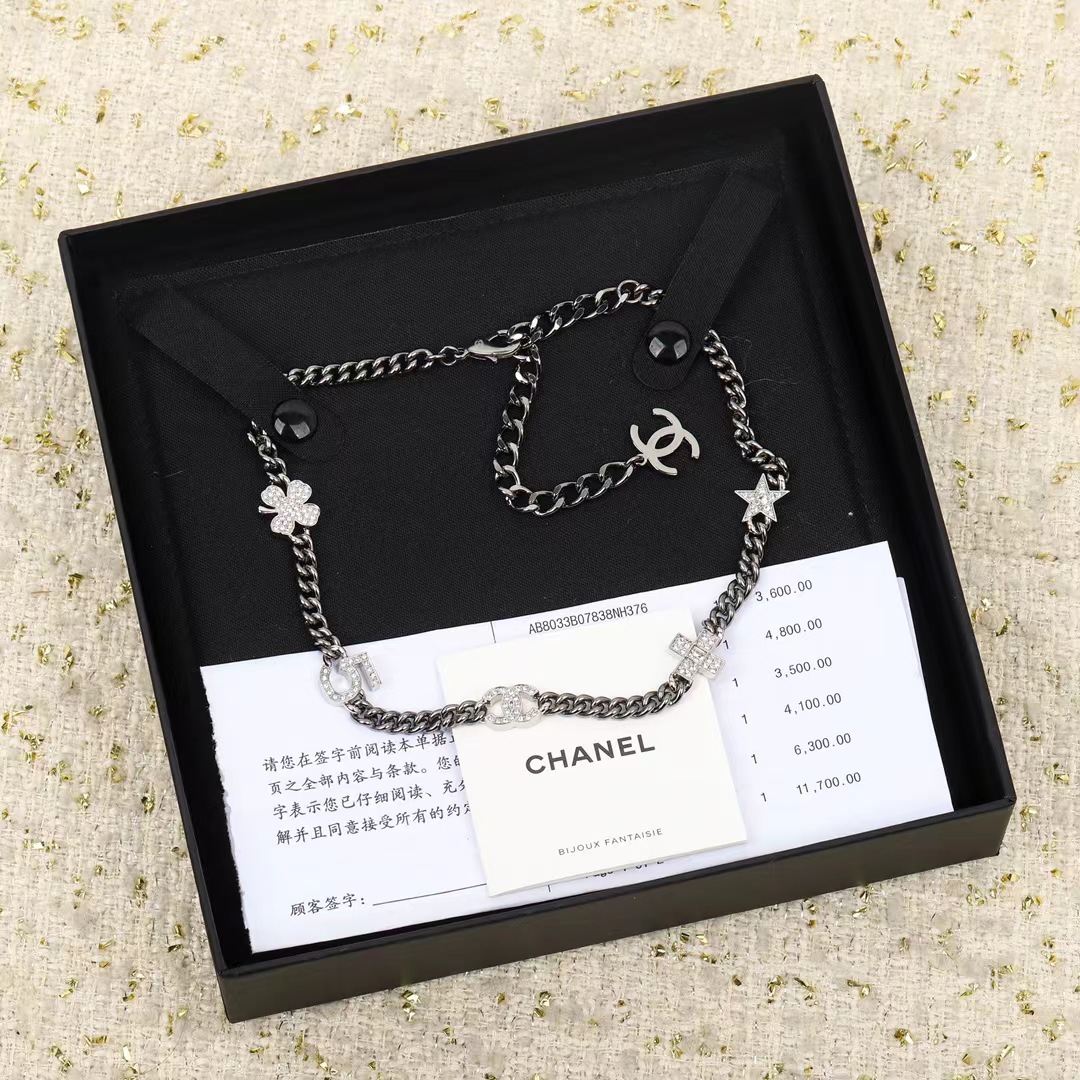 replica Chanel Black Cuban Chain Choker Necklace - H Lin Jewelry