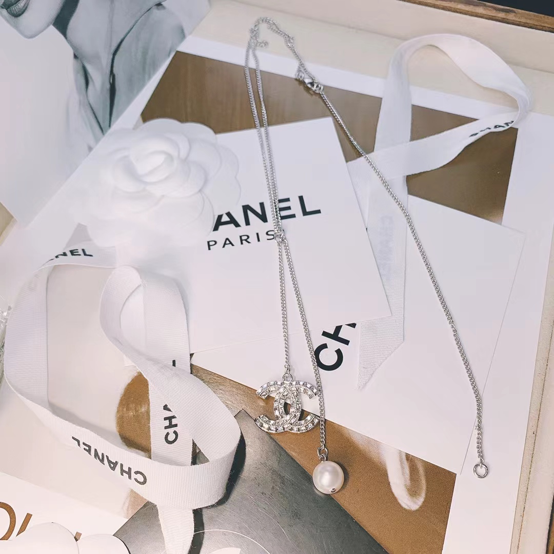 replica Chanel Silver Color Tassel Pendant Necklace - H Lin Jewelry