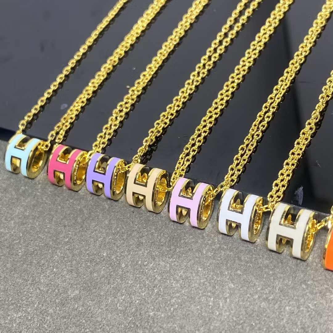 replica Hermes Mini Enamel H Pendant Necklace - H Lin Jewelry