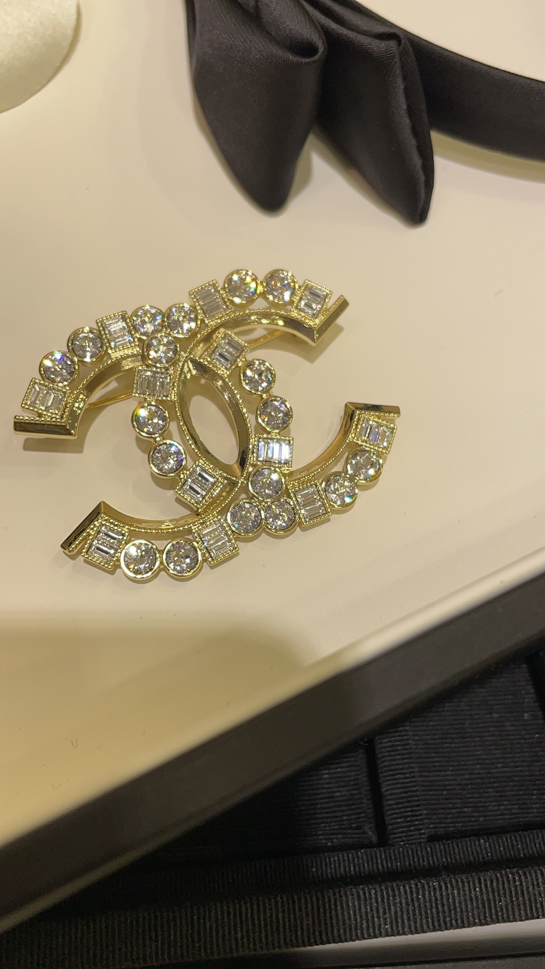 replica Chanel Sparkling Diamond CC Brooch - H Lin Jewelry