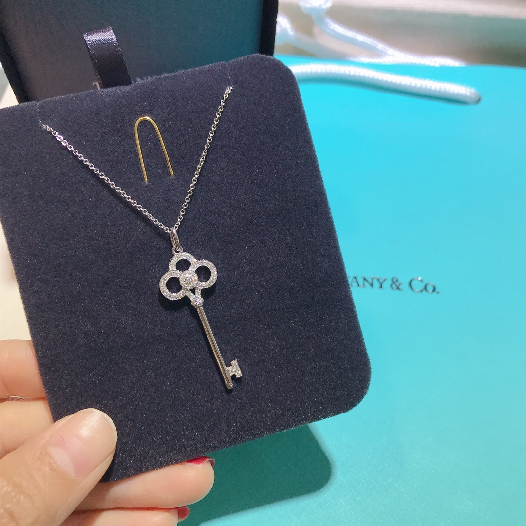 replica Tiffany Crown Key Pendant Necklace - H Lin Jewelry