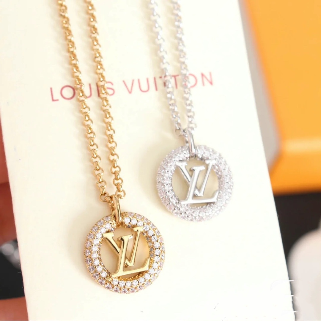 replica Louis Vuitton Diamond Wrap Round Hollow LV Necklace - H Lin Jewelry