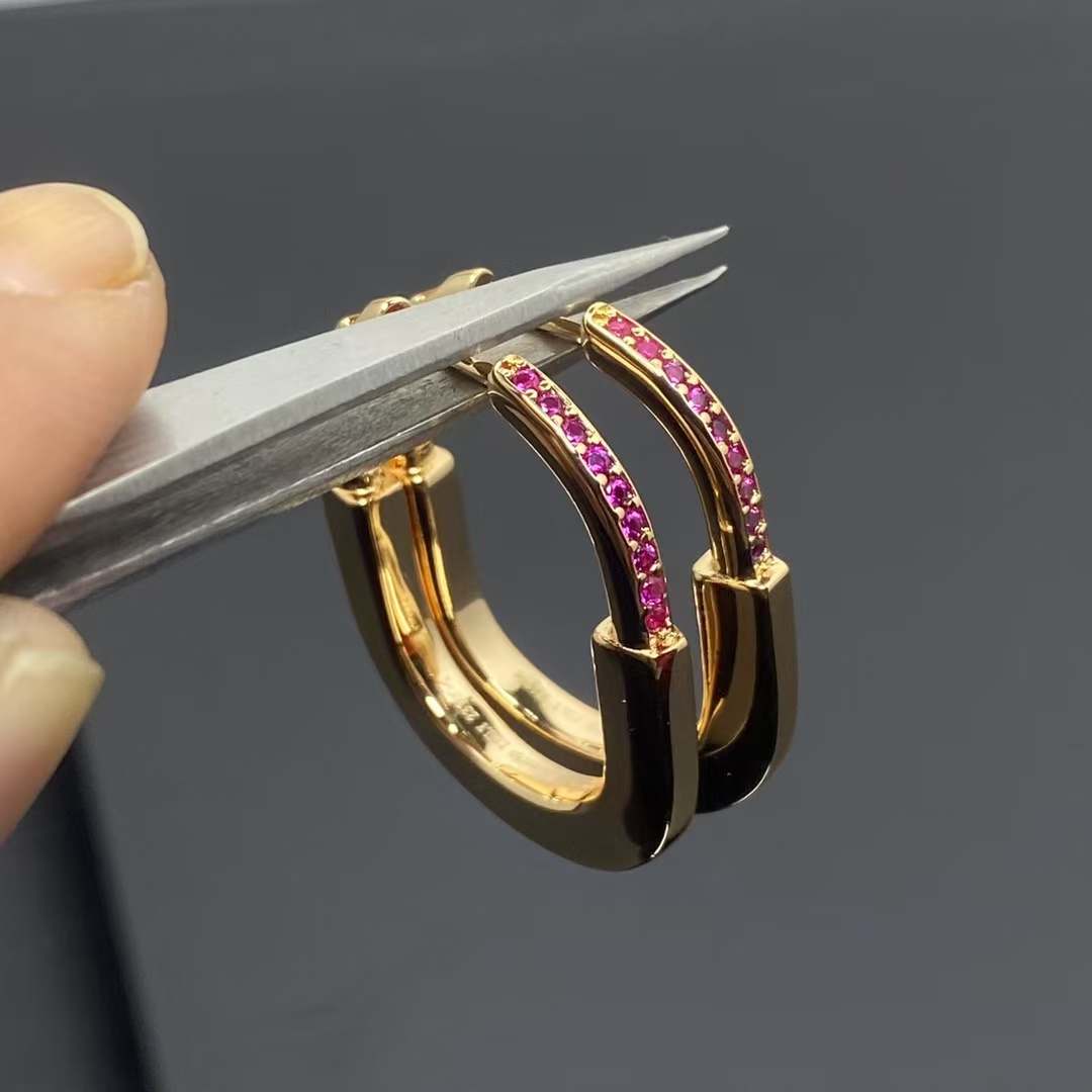 replica Tiffany Pink Diamond Lock Earrings - H Lin Jewelry