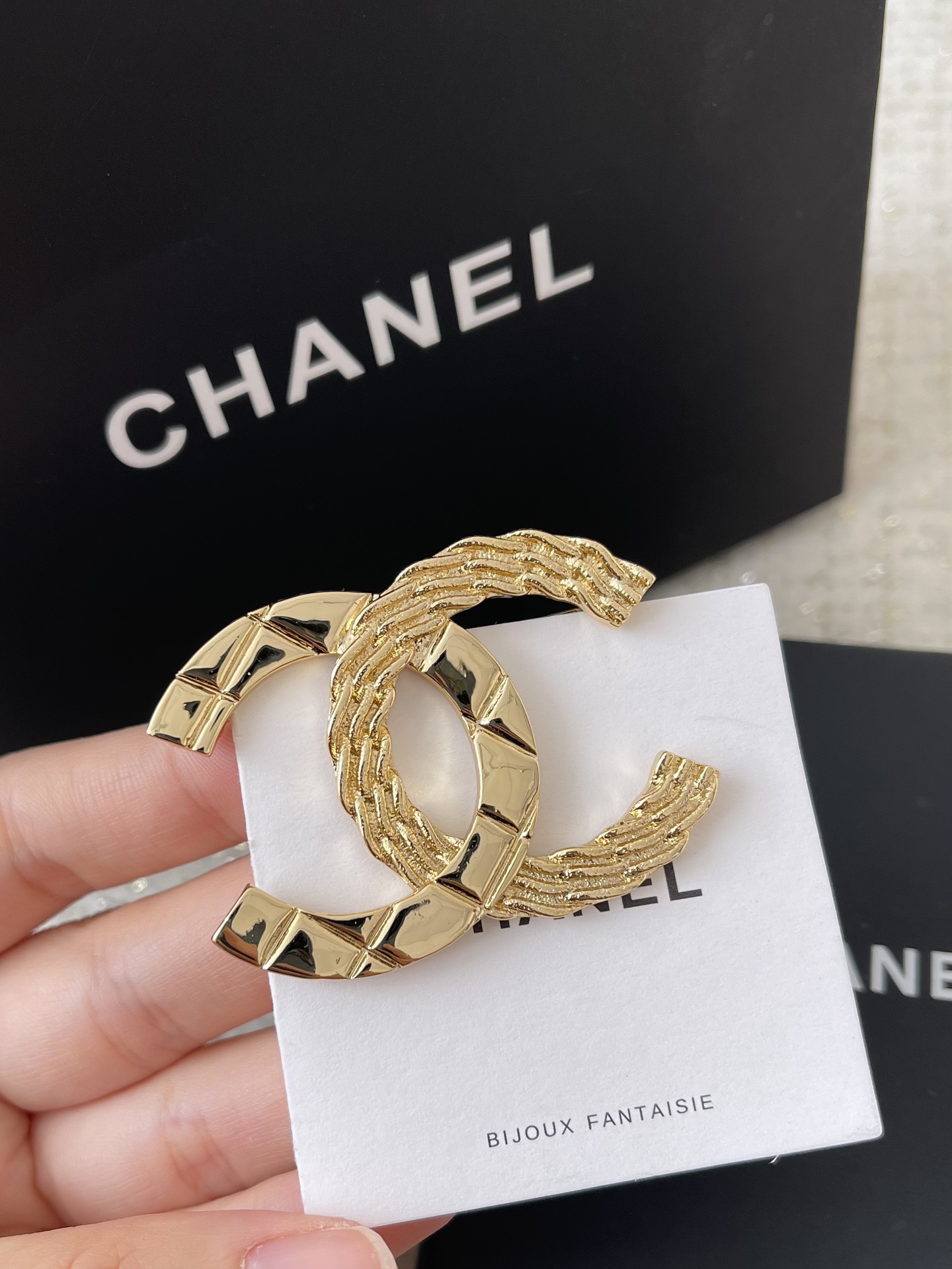 replica Chanel Light Gold CC Brooch - H Lin Jewelry