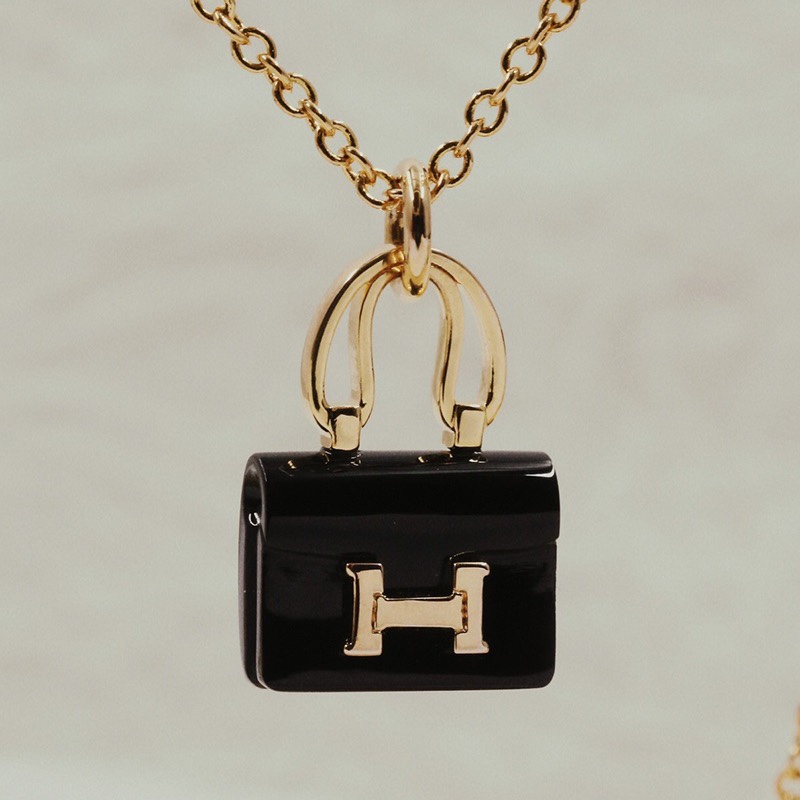 replica Hermes Black Bag Pendant Necklace - H Lin Jewelry