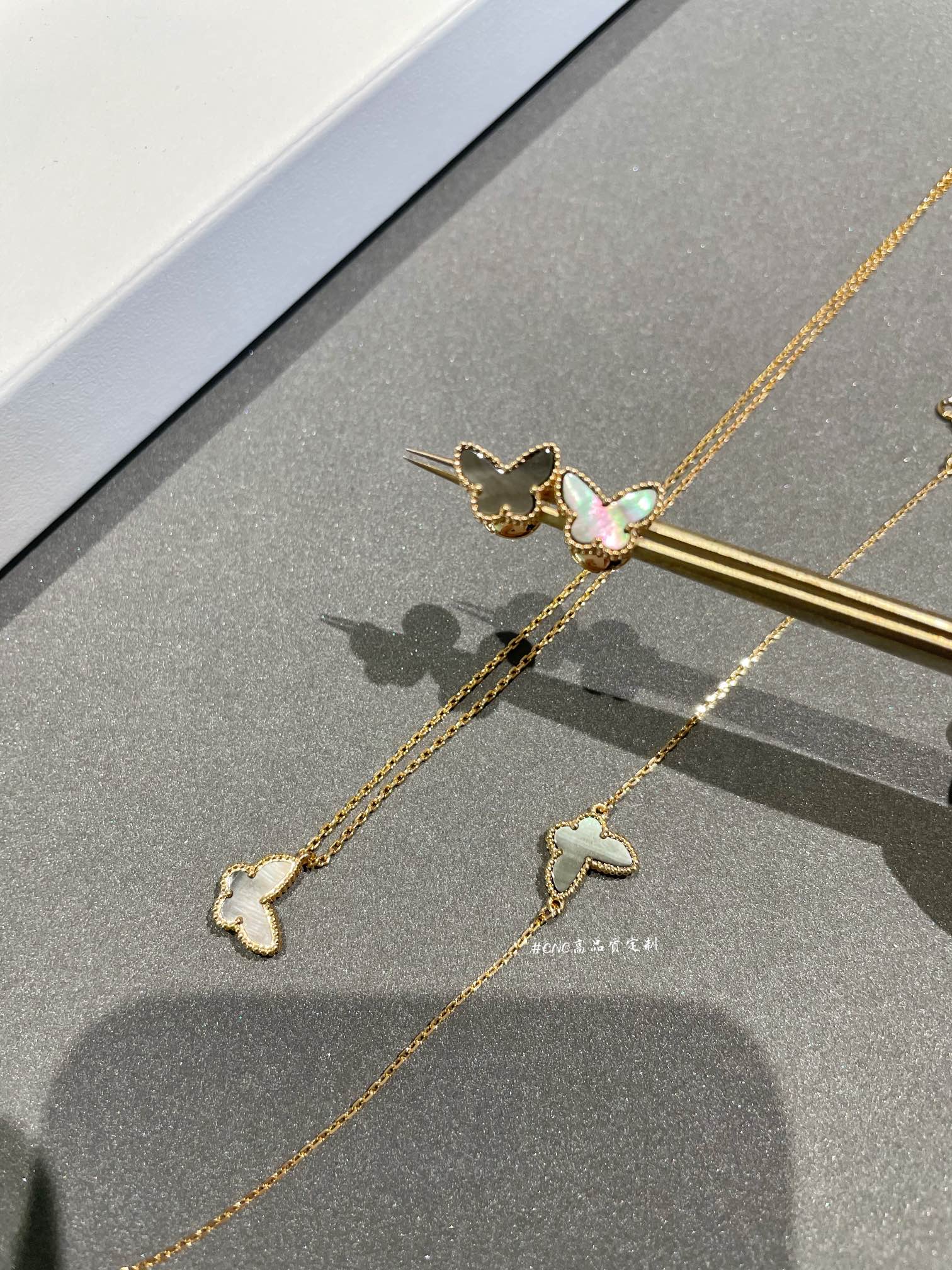 replica Van Cleef & Arpels Fauna Gray Butterfly Earrings Bracelet Necklace - H Lin Jewelry