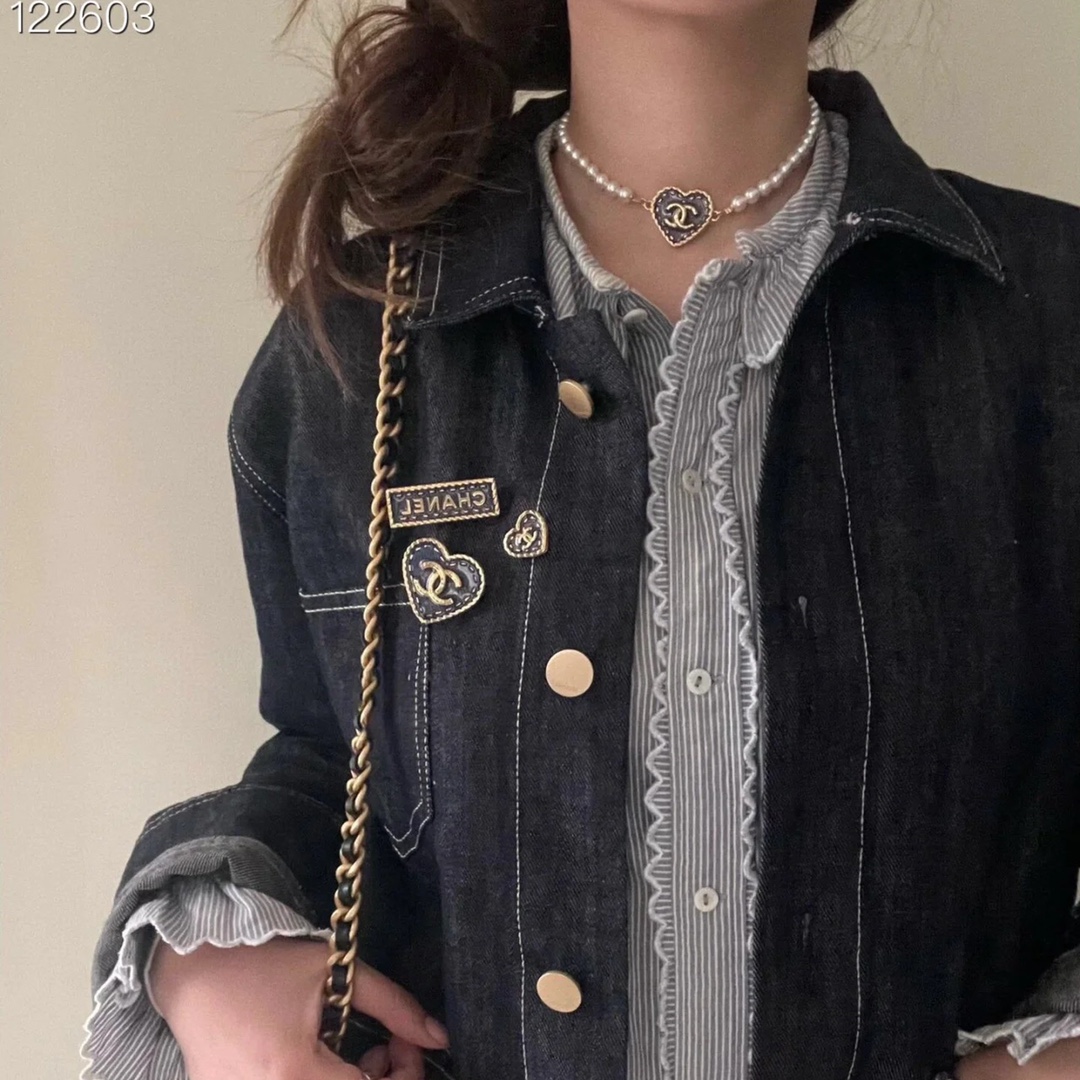 replica Chanel Denim Blue Heart Brooch - H Lin Jewelry