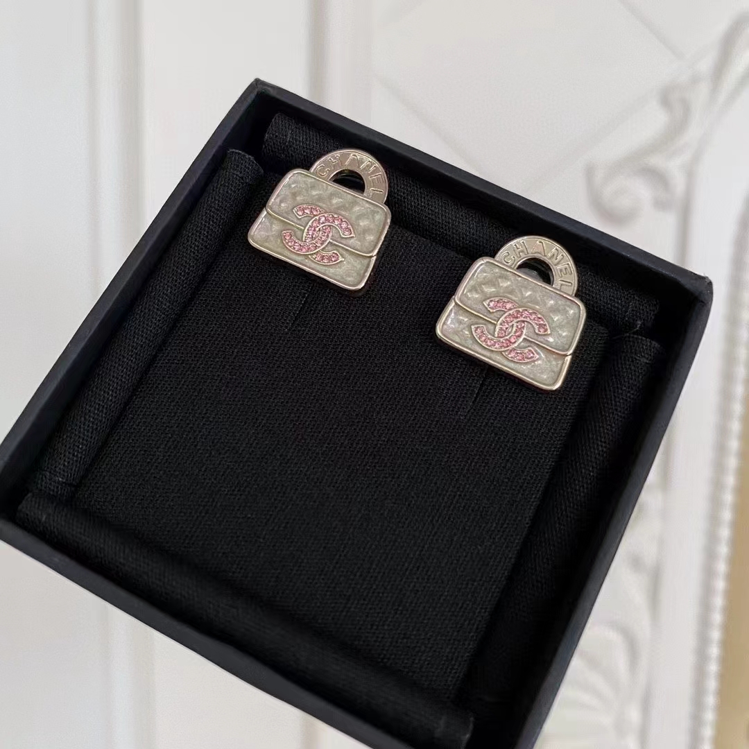 replica Chanel Pink Double C Lock Earrings - H Lin Jewelry