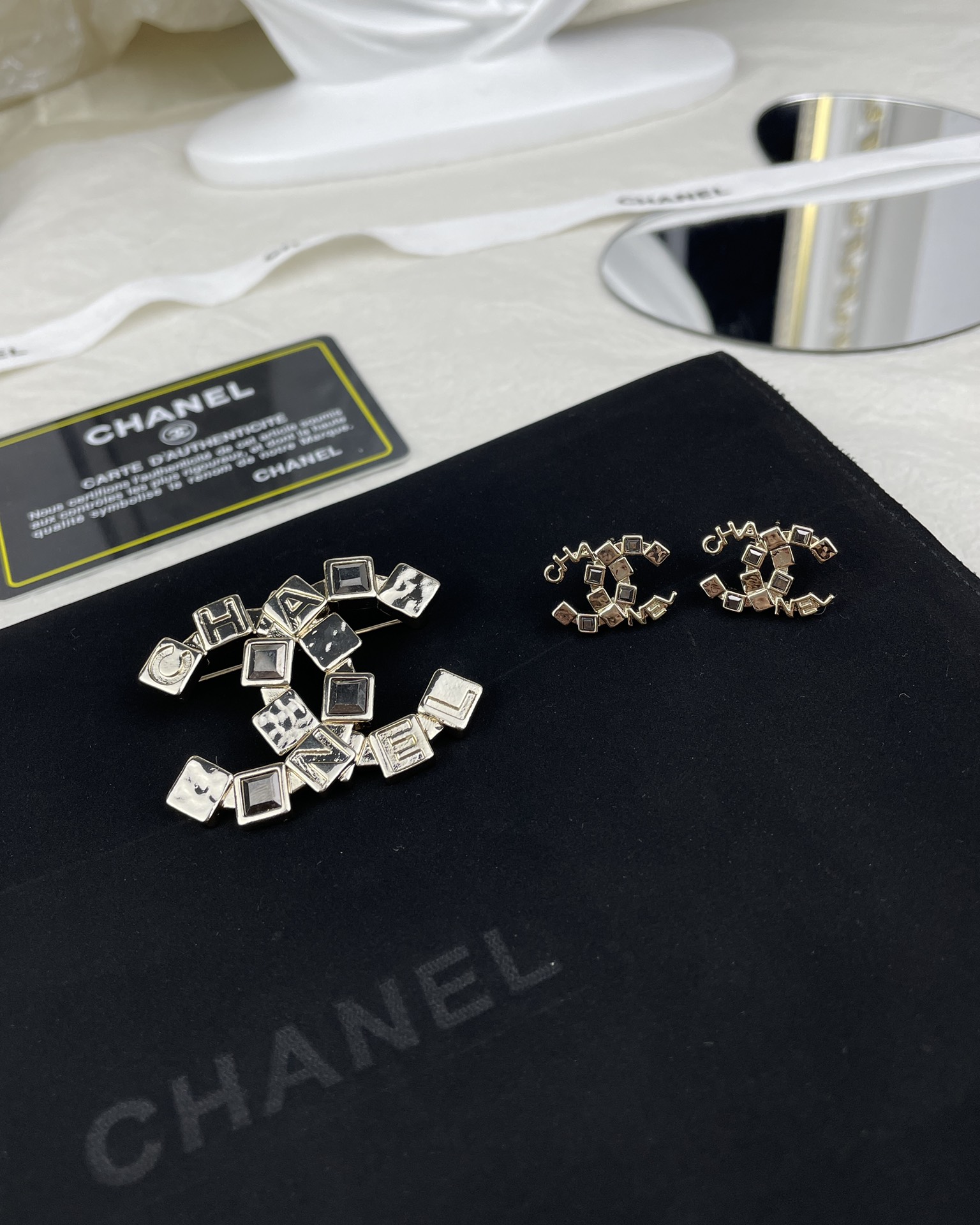 replica Chanel Letter Brooch Earrings - H Lin Jewelry