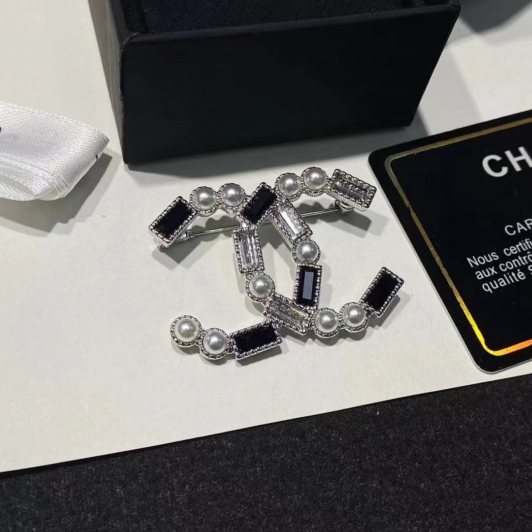 replica Chanel Pearl Black CC Brooch - H Lin Jewelry