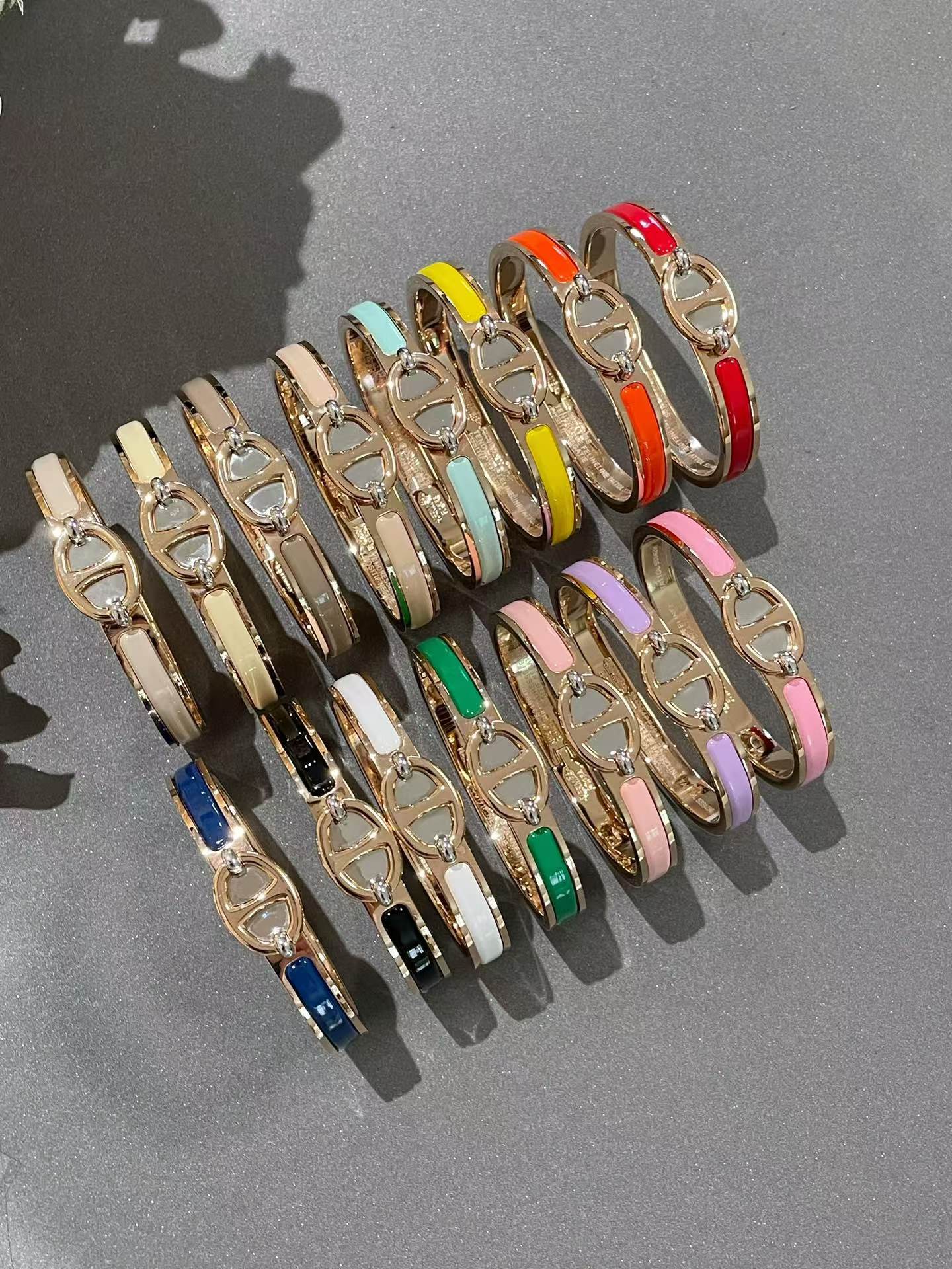 replica Hermes Pig Nose Enamel Bracelet Bangle - H Lin Jewelry