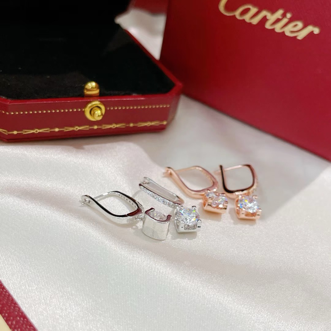 replica Cartier Square Diamond Dangle Earrings - H Lin Jewelry